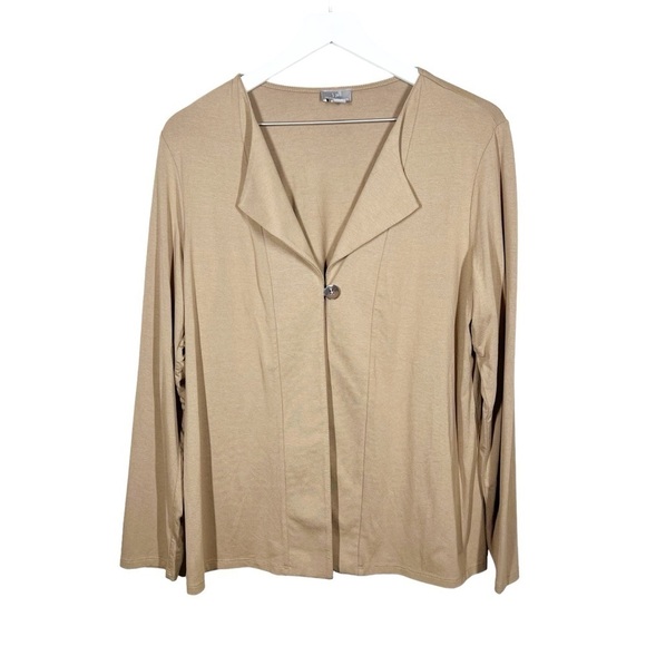 J. Jill Womens Tan Wearever Collection Single Button Open Front Cardigan Large - Picture 1 of 11